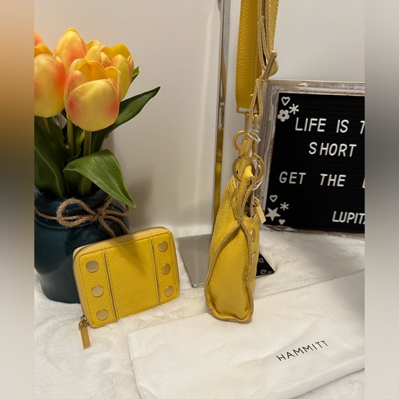 Hammitt Tony Gold Tone Grommet Studded Leather Crossbody Bag and wallet set - Picture 6 of 15